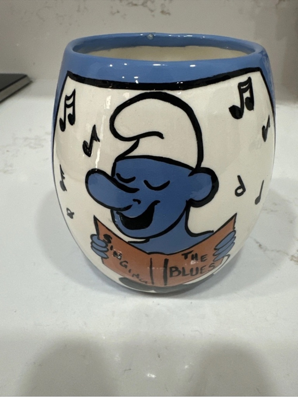Hand Painted Smurf Mug By Lawtey Pop Art